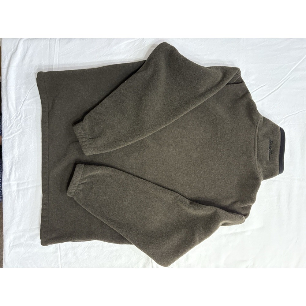 Vintage Eddie Bauer Mens L Fleece Pullover Quarter Zip Olive Outdoor Jacket - Picture 6 of 6